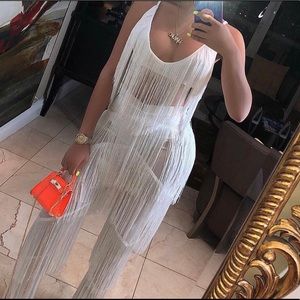 White Fringe Two Piece Set